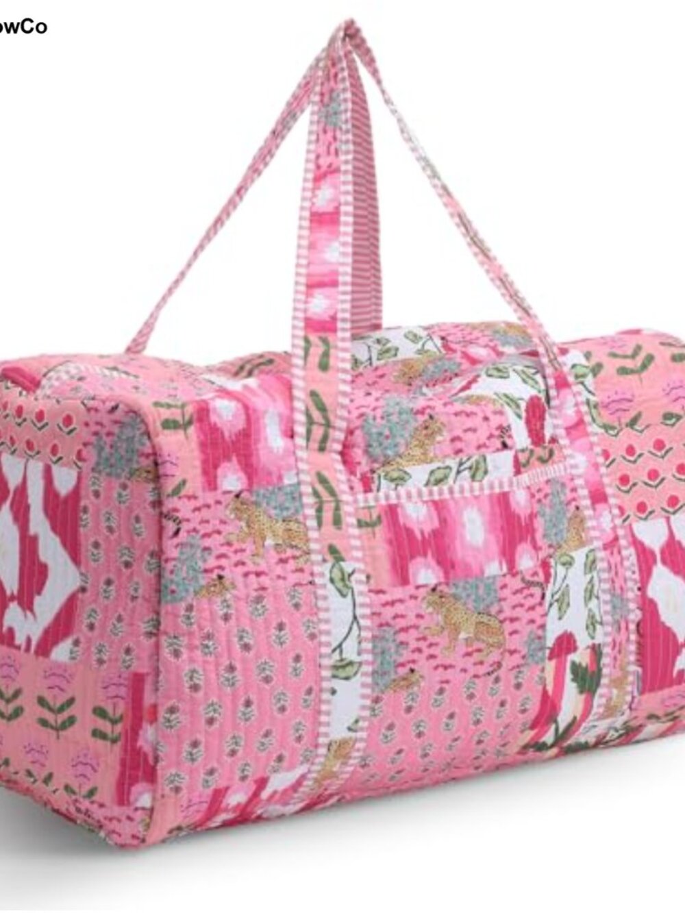 Large Cotton Quilted Weekender Duffel Bag Block Print Travel Overnight